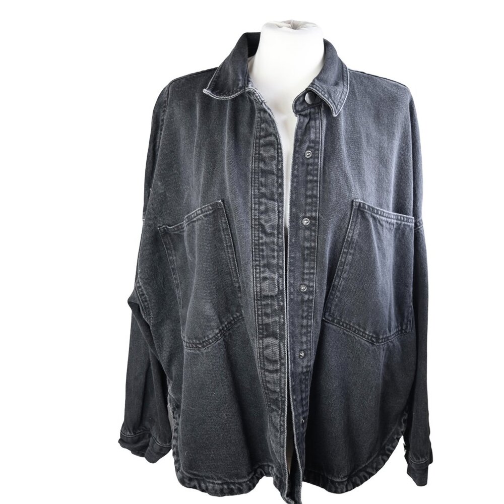 ZARA || Women's Denim Shacket Jacket Oversized Grunge Look Size XL Black Jeans